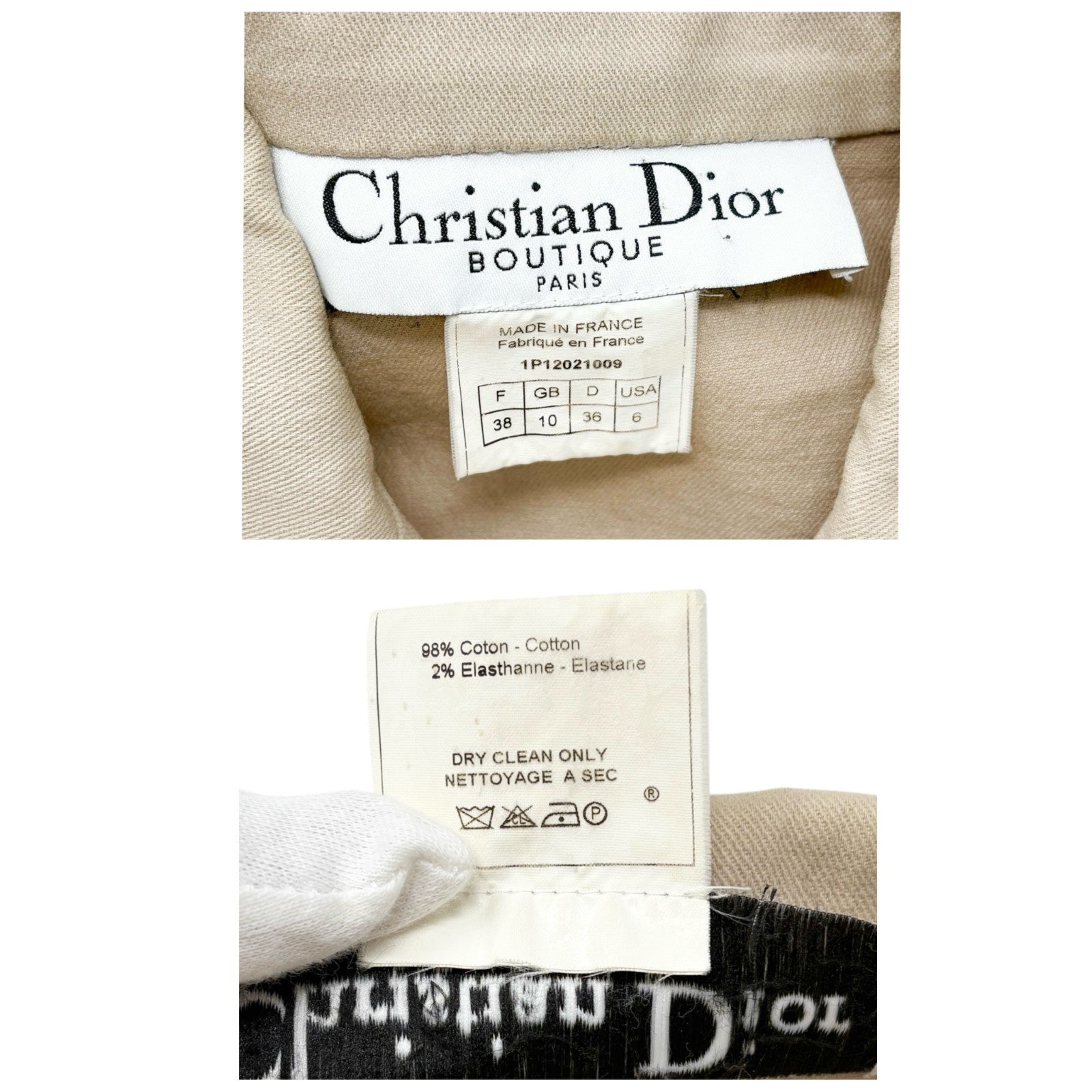 Christian Dior Vintage 2001 Croped Denim Jacket #38 Beige Long Sleeve Cotton