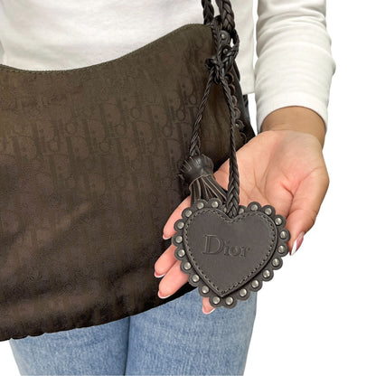 Christian Dior Vintage Trotter Monogram Ethnic Shoulder Bag Heart Brown 902469