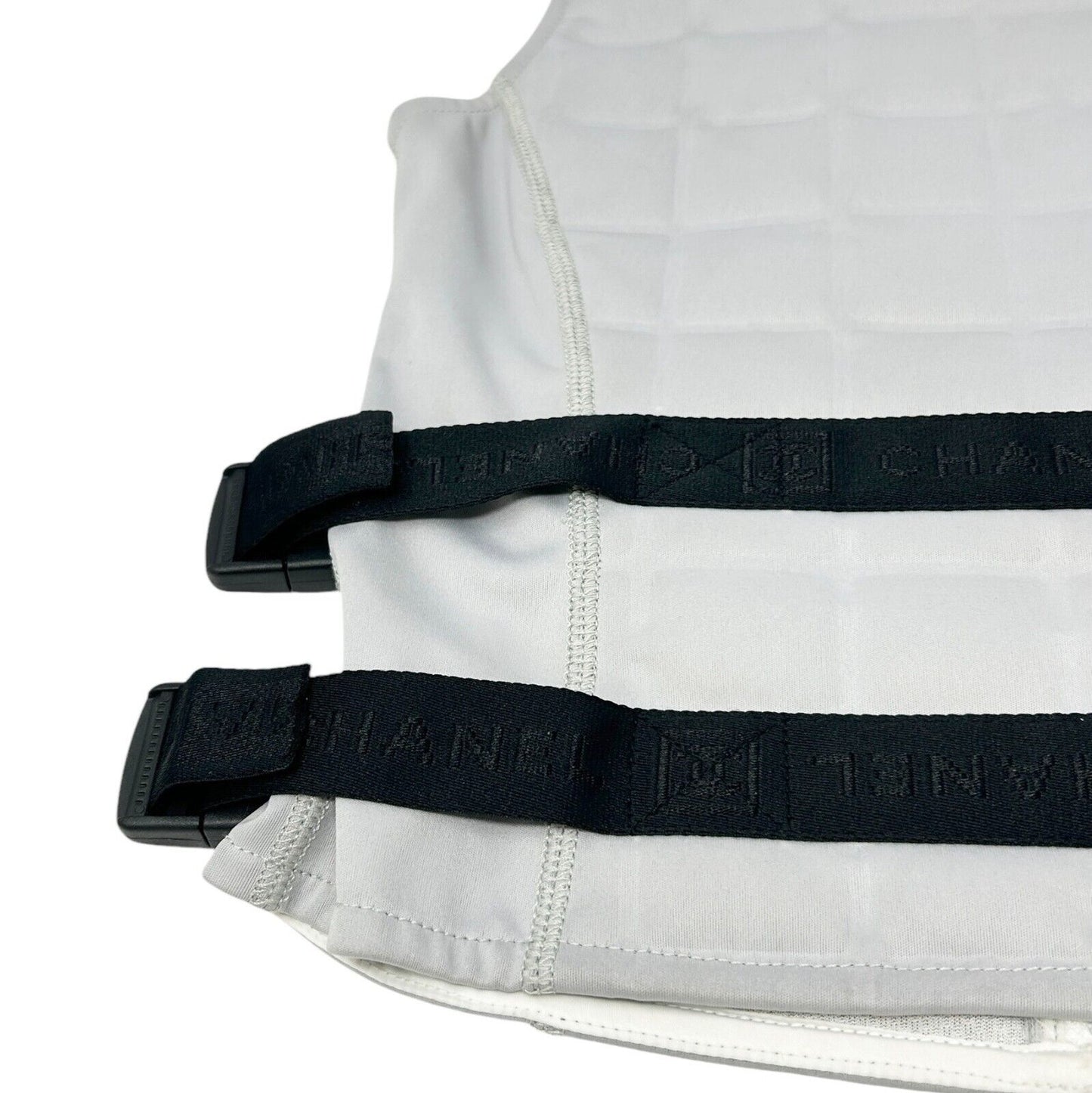 CHANEL Vintage 2004 CC Mark Logo Jacket Vest #38 Gray Black Polyester Zip