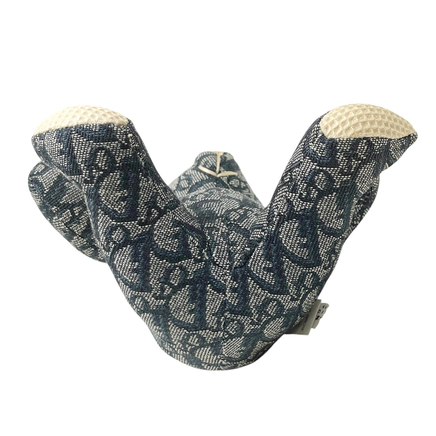 Christian Dior Vintage Trotter Monogram Teddy Bear Plush Toy Blue White Cotton