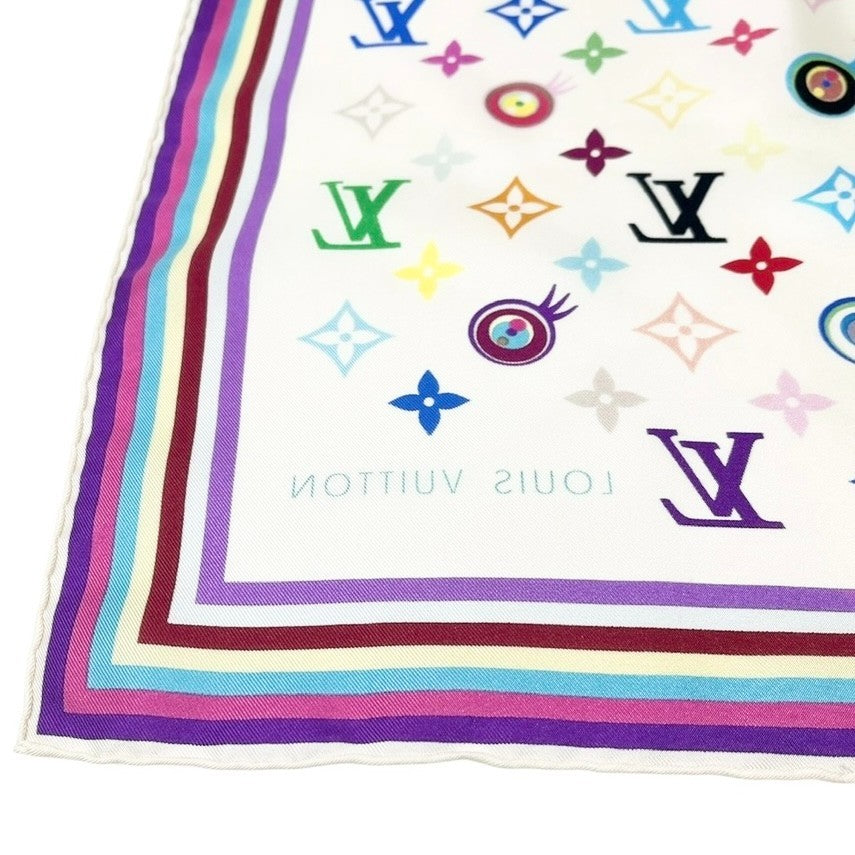 LOUIS VUITTON Vintage LV Eye Love Monogram Logo Multicolor Scarf Wrap Shawl