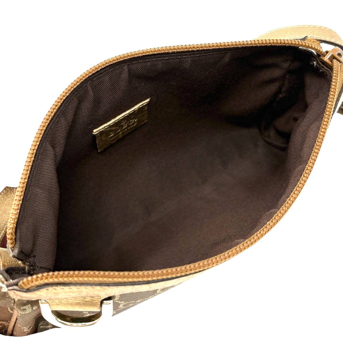 GUCCI Vintage GG Monogram Abbey Mini Shoulder Bag Pochette Gold Brown Canvas
