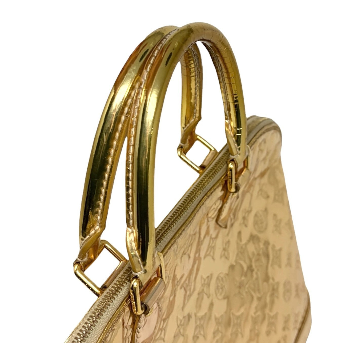 LOUIS VUITTON Vintage Monogram Miroir Alma GM Gold Tote Bag Patent 902558