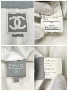 CHANEL Sport Vintage 01A Coco Mark Logo Pants #42 Blue Ivory Nylon Rank AB+