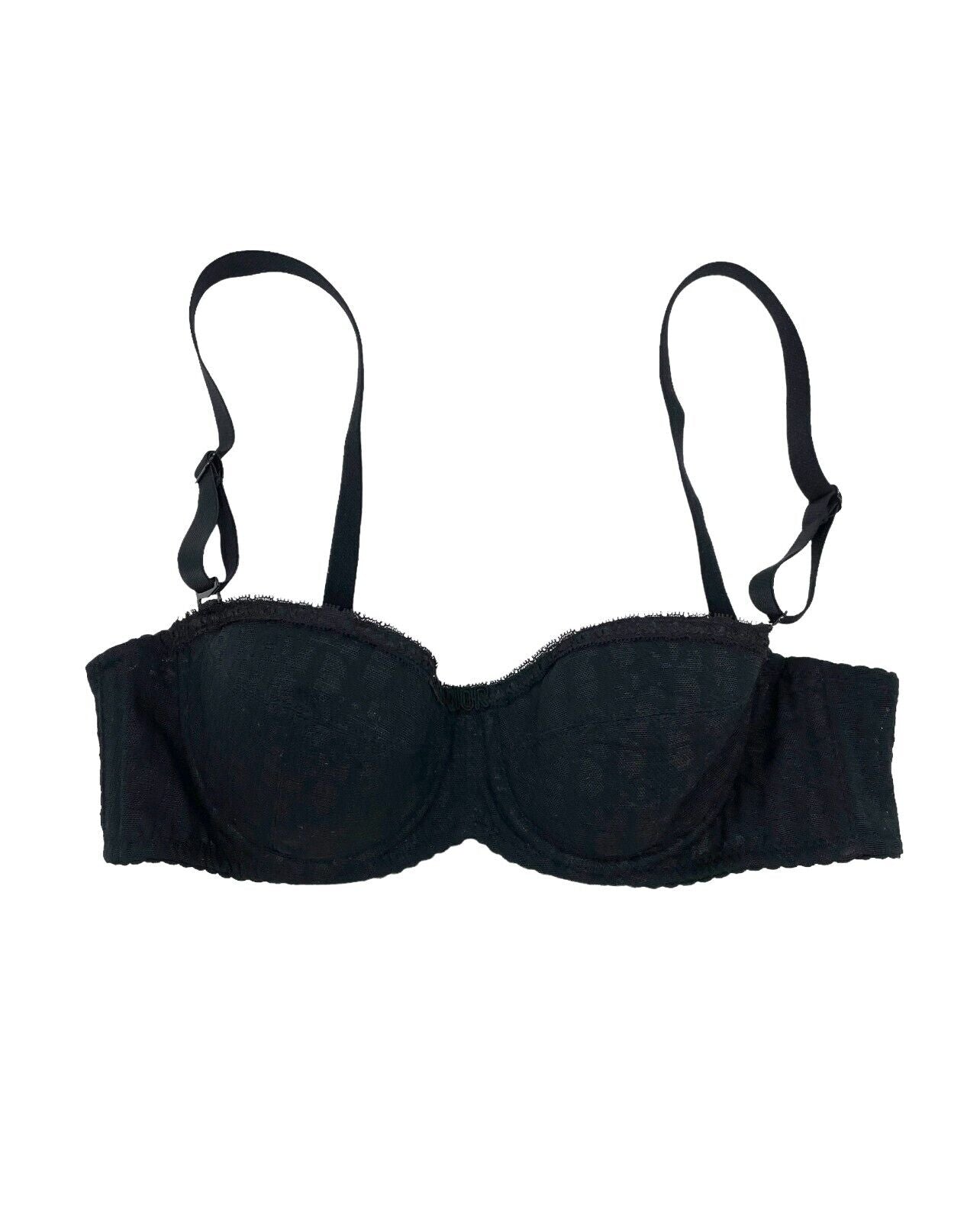 Christian Dior Vintage Trotter Monogram Bra Top #A65 Black Nylon Rank AA