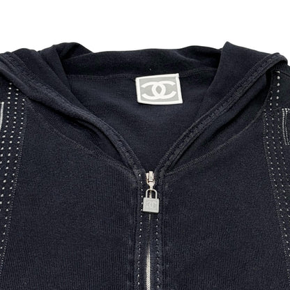 CHANEL Sport Vintage 07C CC Logo Zip Hoodie Jacket Top #40 Blue White 902494