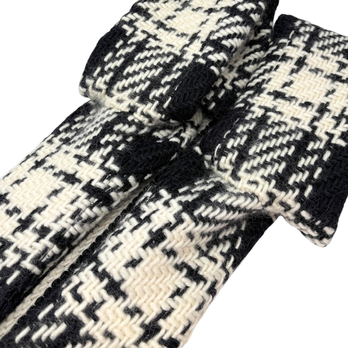 CELINE Vintage Tweed Long Jacket Coat #40 Wool Cashmere White Black