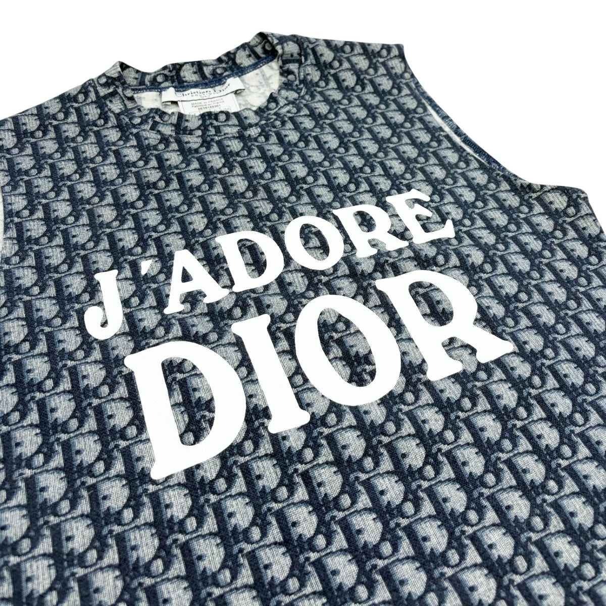 Christian Dior Vintage J'ADORE Logo Trotter Tank Top #38 Dark Blue White 902490