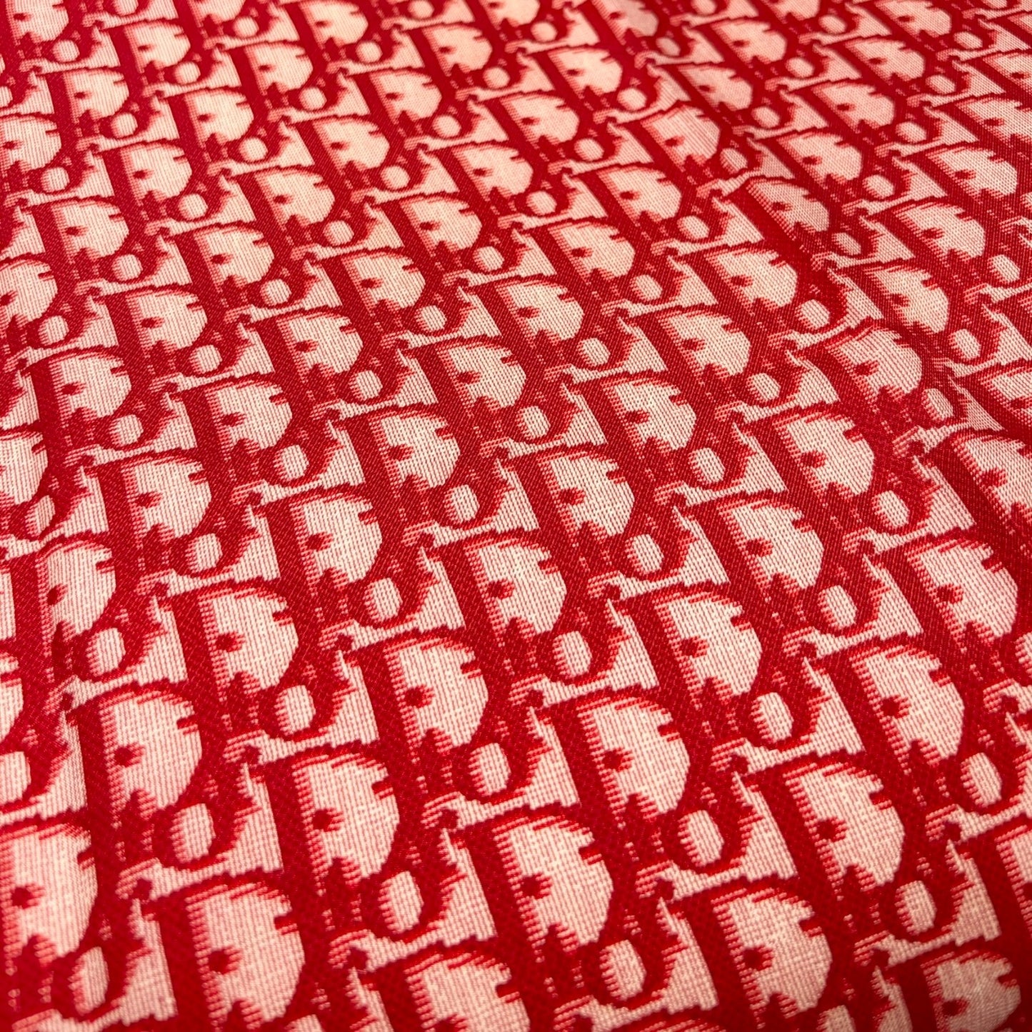Christian Dior Vintage Logo Trotter Monogram Silk Scarf Wrap Red 902068