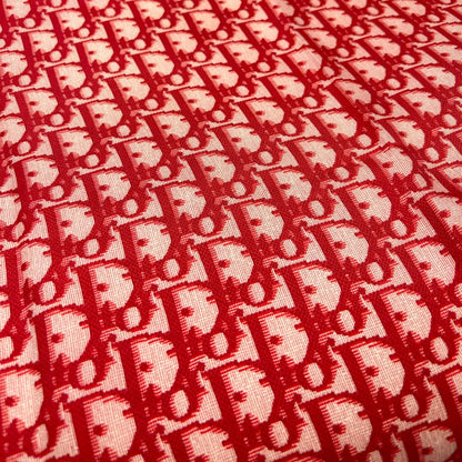 Christian Dior Vintage Logo Trotter Monogram Silk Scarf Wrap Red 902068