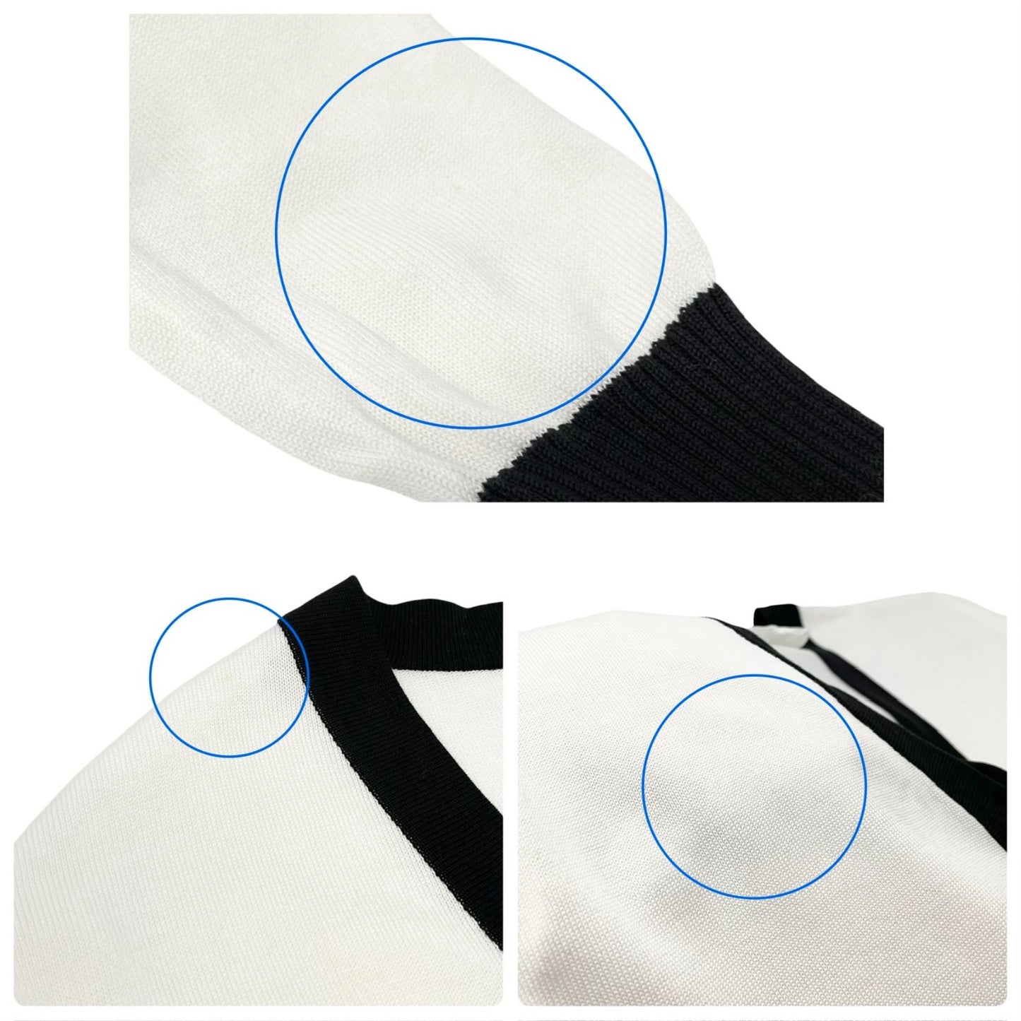 CHANEL Vintage CC Logo Button Cardigan Sweater Top #34 White Black 106908