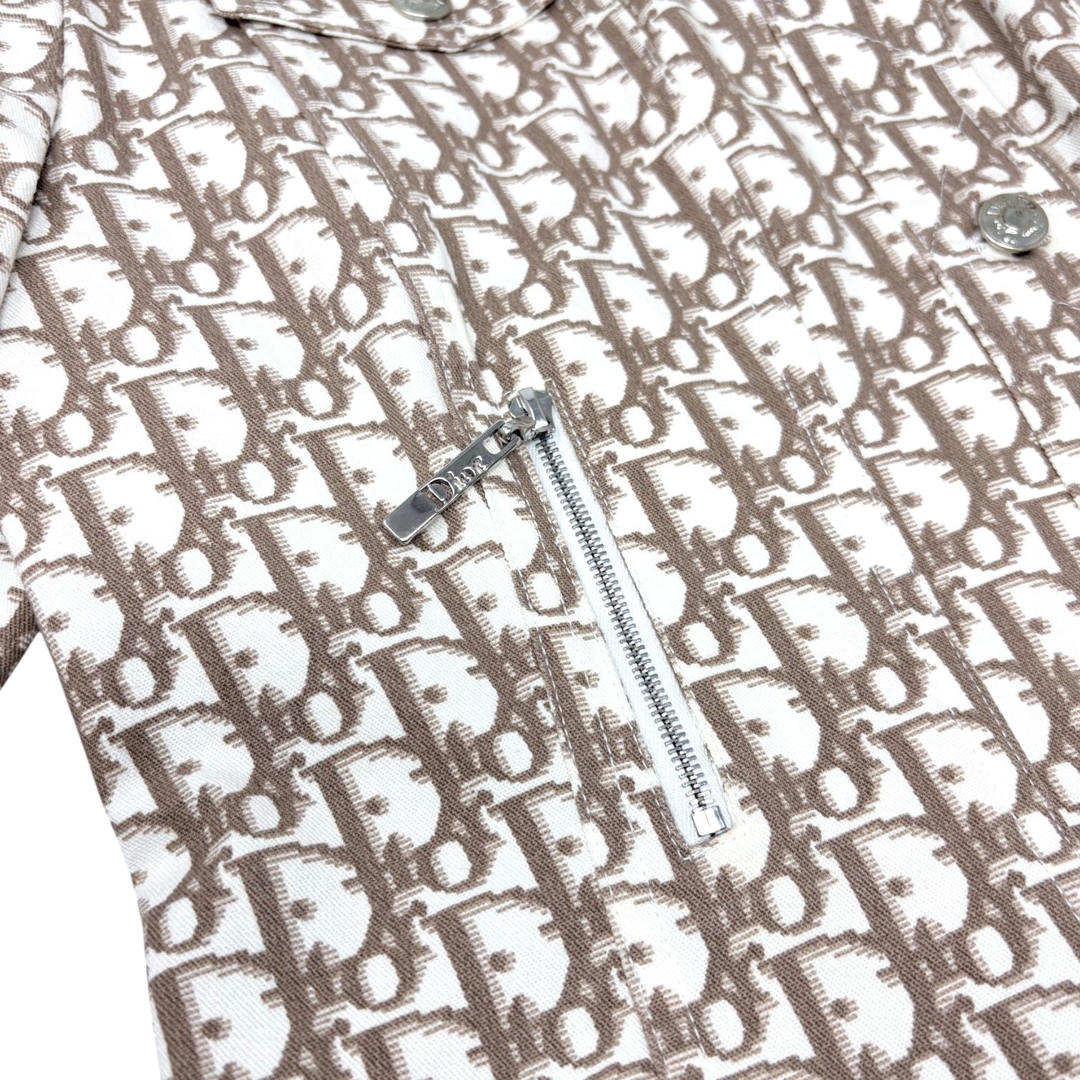 Christian Dior Vintage Trotter Monogram Jacket #42 Beige Cotton Velour Ribbon