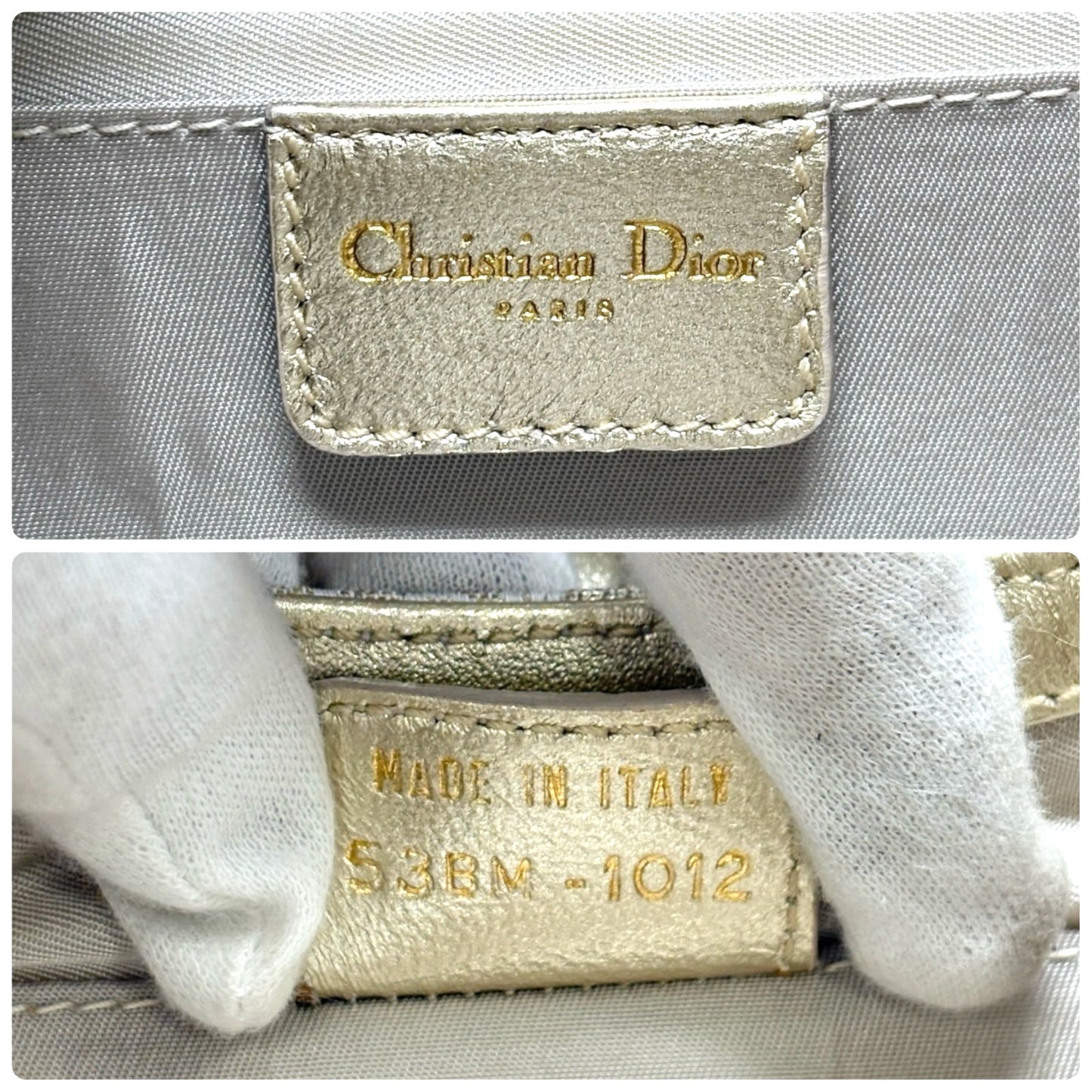 Christian Dior Vintage 2002 Trotter Monogram Chain Mini Bag Pochette White Gold