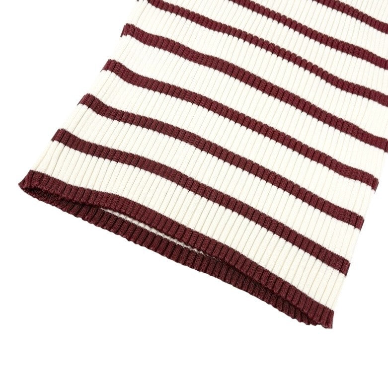 CHANEL Vintage 98P CC Mark Logo Rib Knit Tank Top Striped #40 Red White Cotton