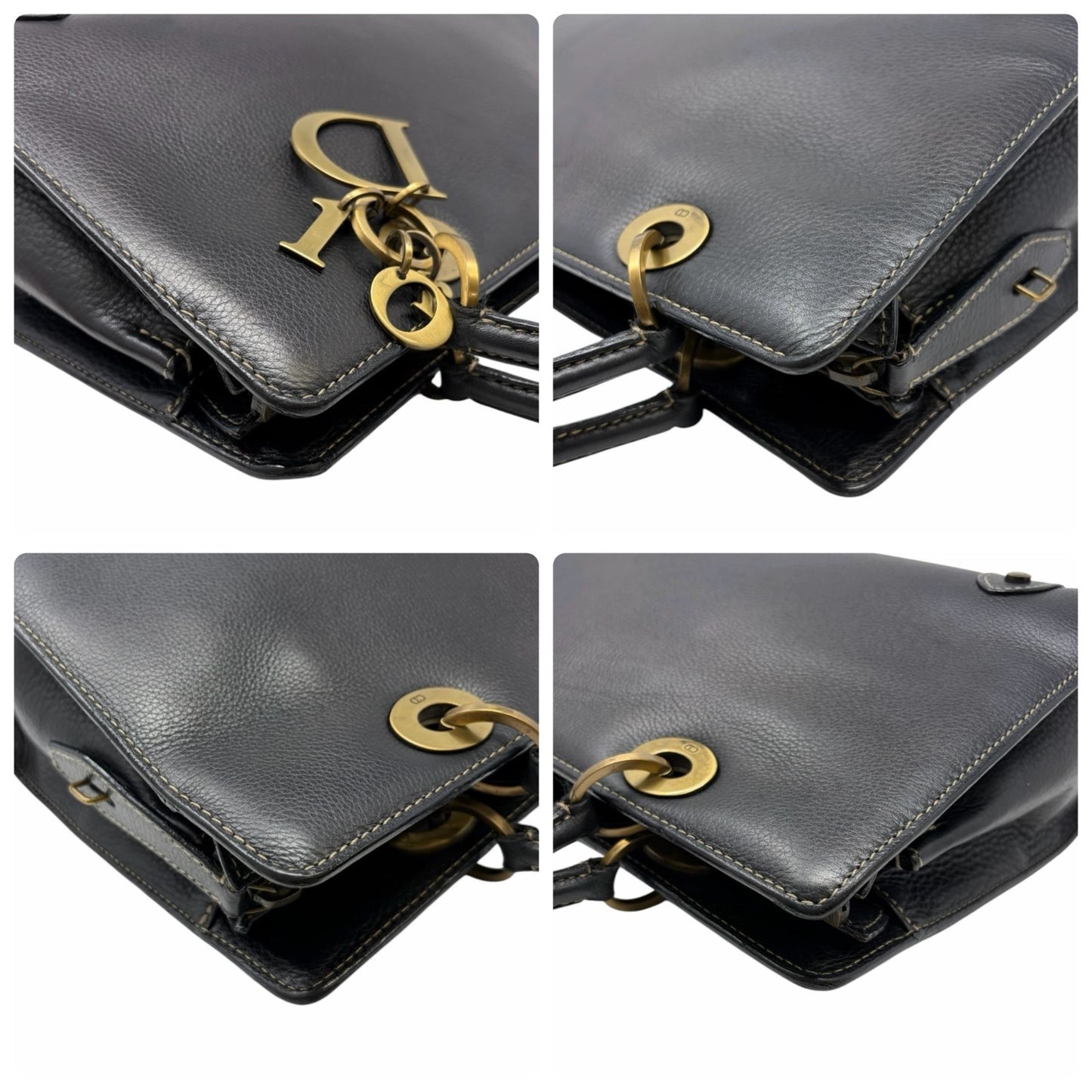 Christian Dior Vintage 2002 East West Lady Dior Shoulder Bag Black 902076