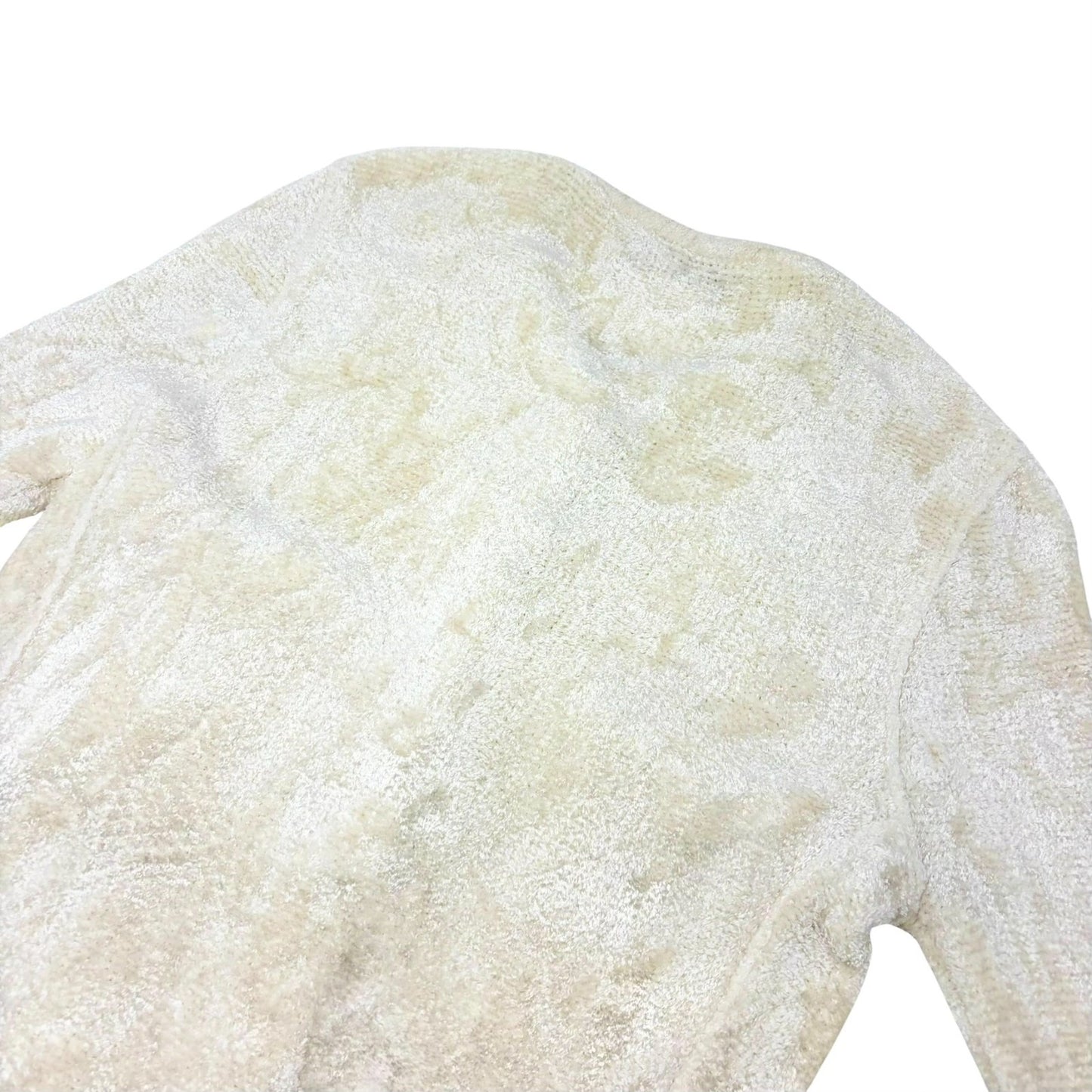 CHANEL Vintage 95A CC Logo Button Velour Cardigan Jacket #42 Cream 902020