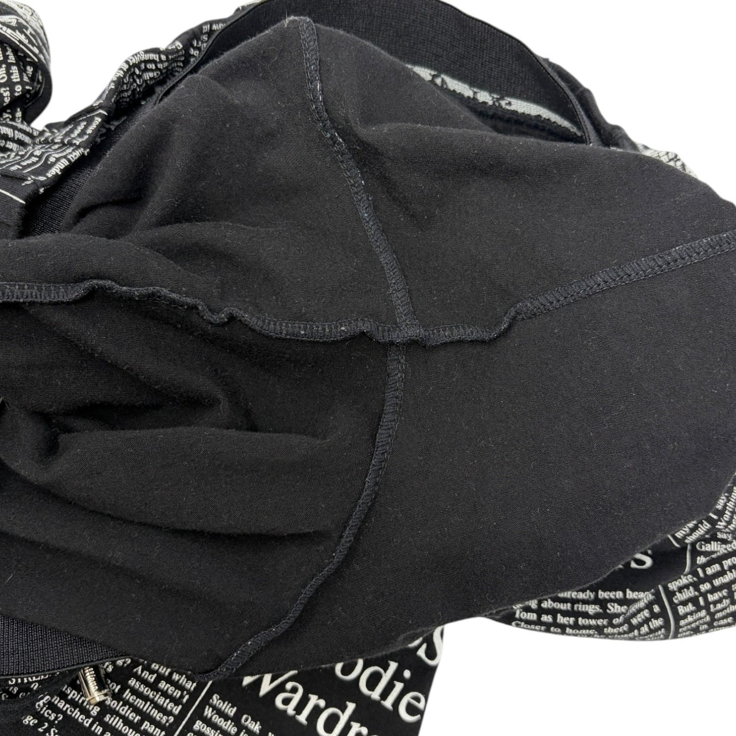 John Galliano Vintage Newspaper Print Hoodie Top Pants Set #XS Black 902549