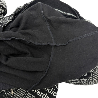 John Galliano Vintage Newspaper Print Hoodie Top Pants Set #XS Black 902549
