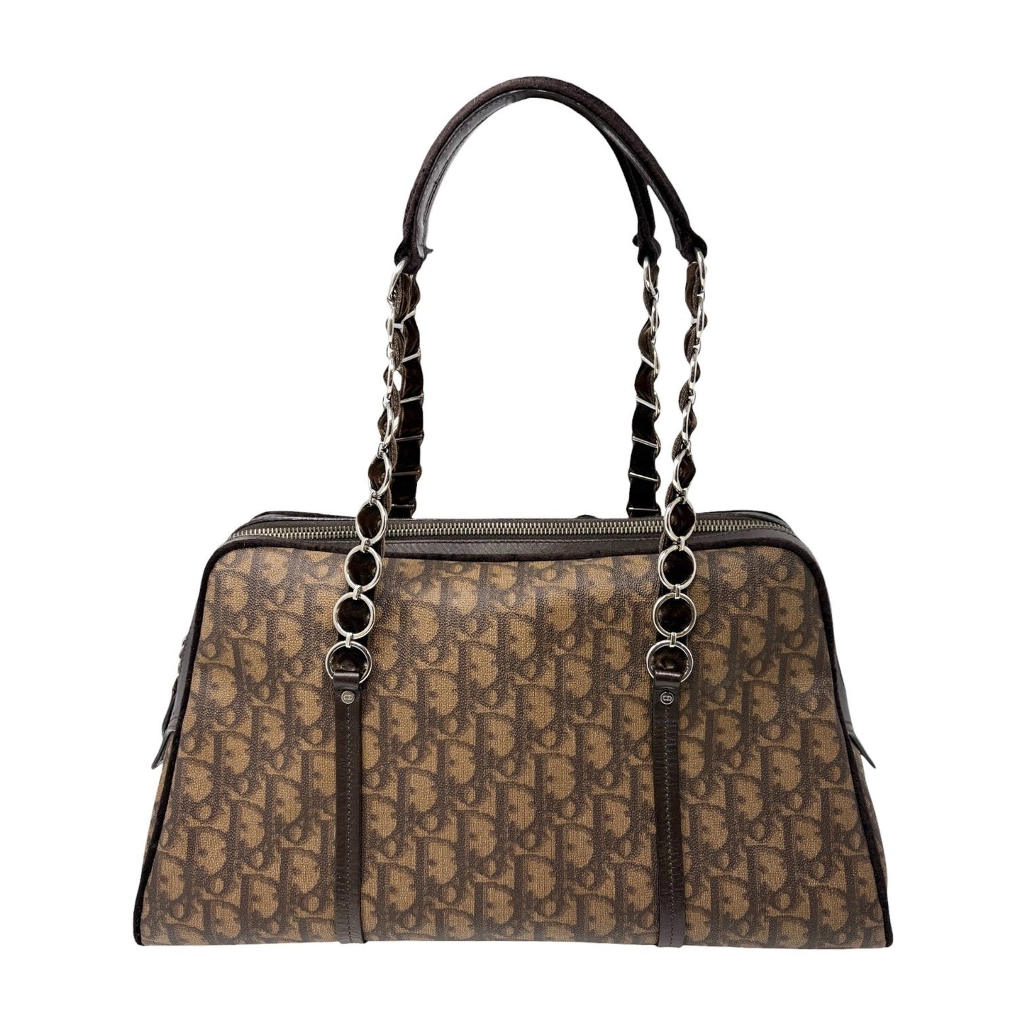 Christian Dior Vintage 2005 Trotter Monogram Romantique Shoulder Bag Brown PVC