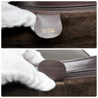 GUCCI Vintage Logo Horsebit Crossbody Bag Brown Gold Suede Leather 902824
