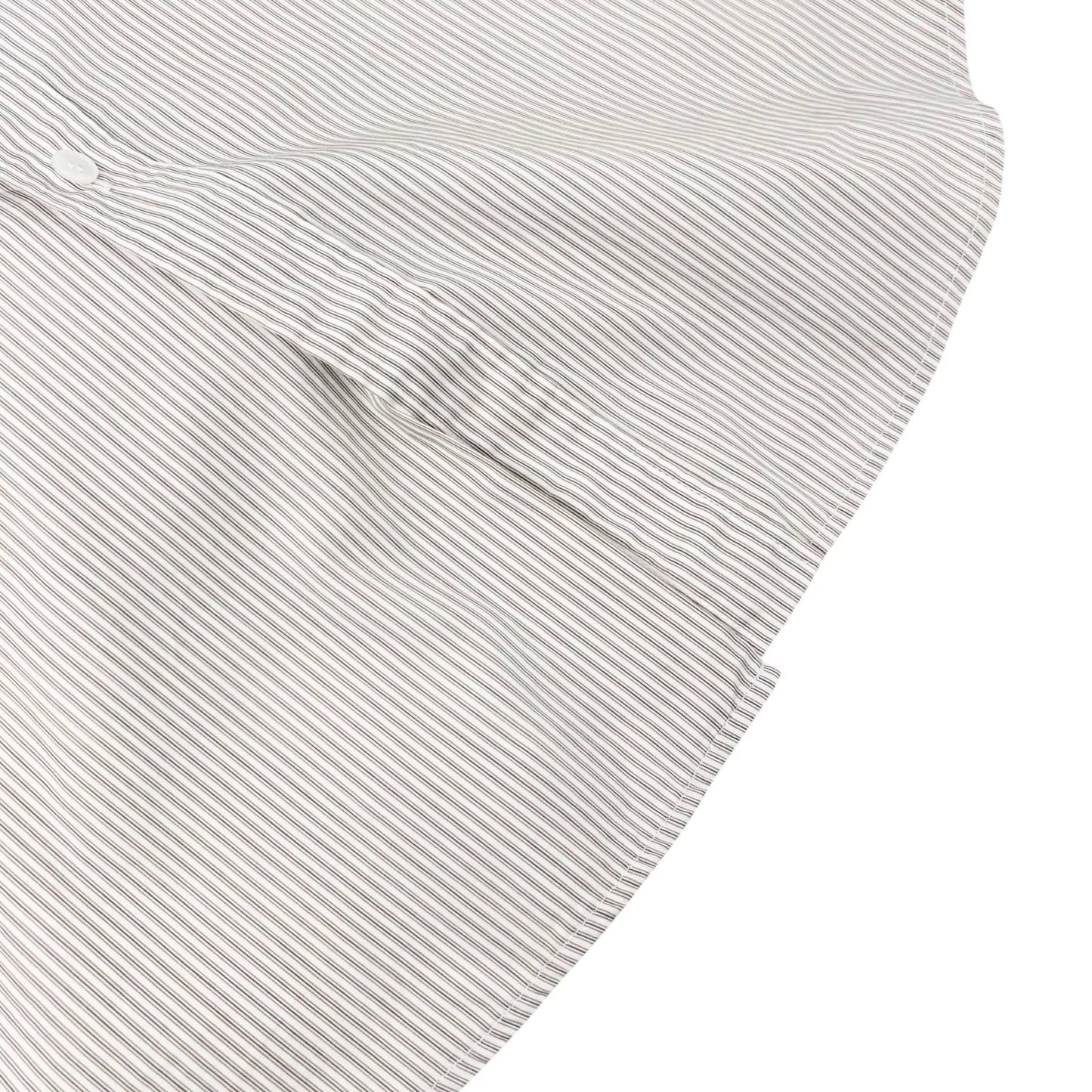 CELINE Triomphe Logo Stripe Button Up Shirt Long Sleeve #34 Brown White 901967