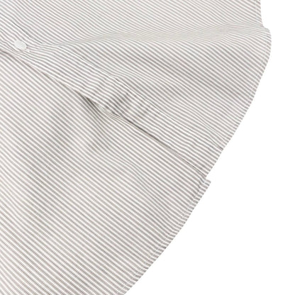 CELINE Triomphe Logo Stripe Button Up Shirt Long Sleeve #34 Brown White 901967