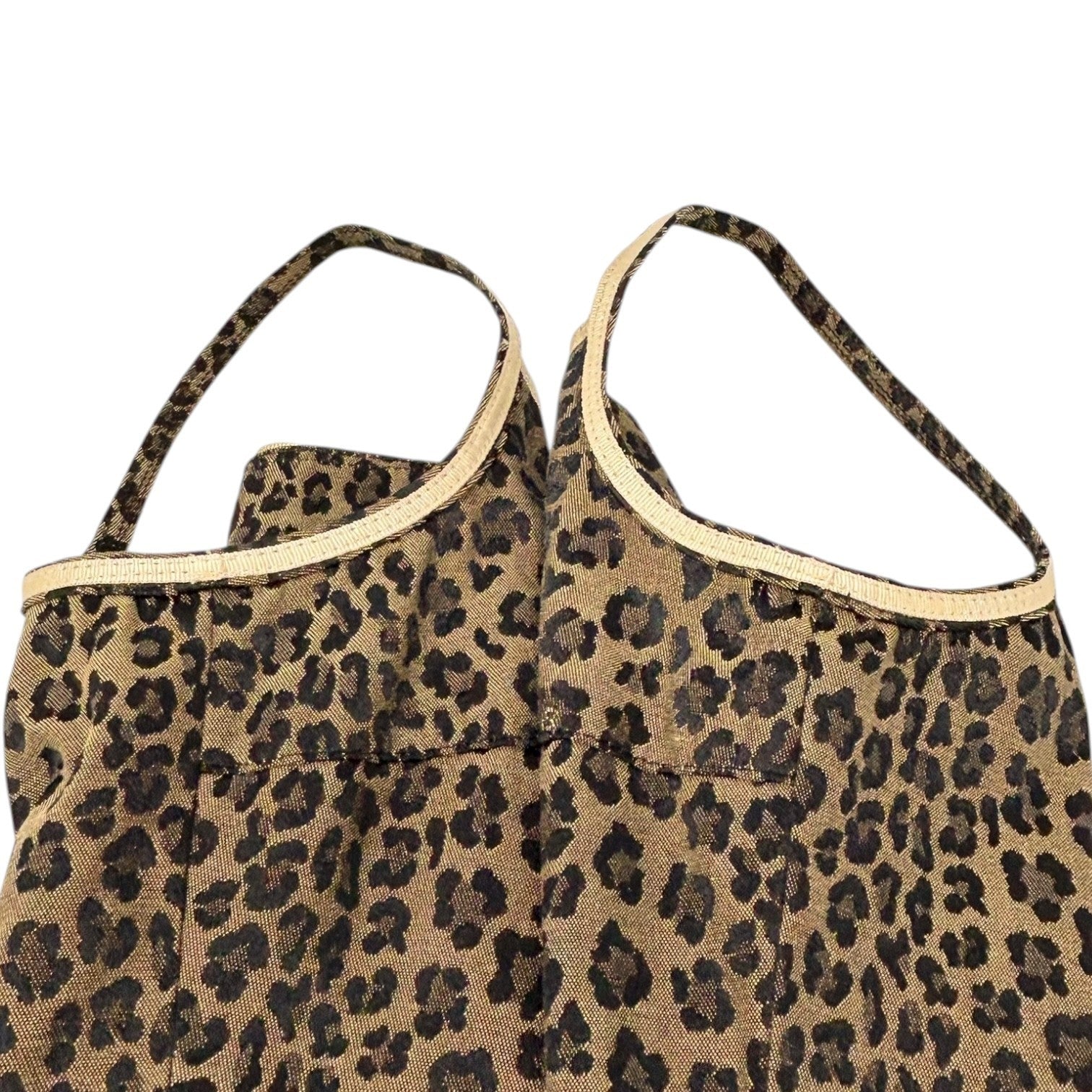 FENDI Vintage FF Logo Leopard Dress One-piece #44 Brown Black Sleeveless