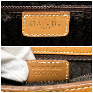 Christian Dior Vintage CD Logo Shoulder Bag Beige Gold Leather Charm Rank AB+