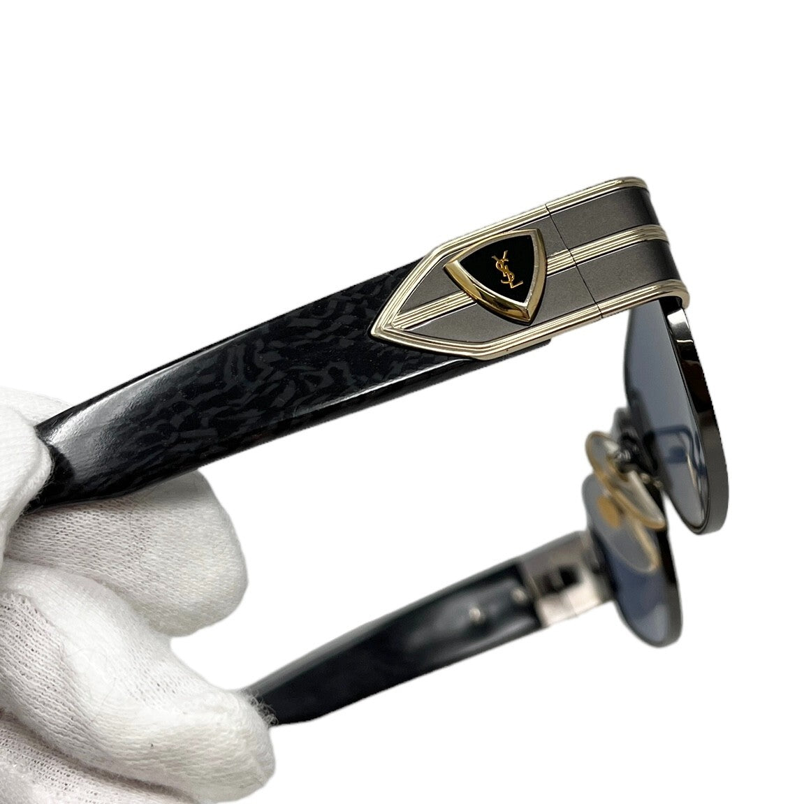 Yves Saint Laurent Vintage YSL Initial Logo Sunglass Shades Plastic Blue RankAB