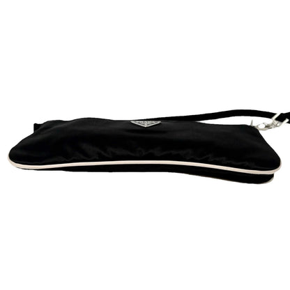 PRADA Vintage Triangle Logo Tessuto Nylon Mini Shoulder Bag Pochette Black