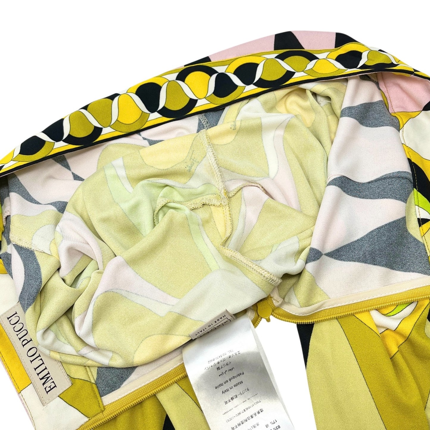 EMILIO PUCCI Vintage Logo Multicolor Shirt Pants Set #38 Button Zip Rayon