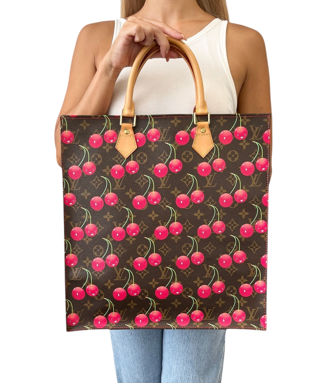 LOUIS VUITTON Vintage M95010 2005 Monogram Cherry Bag Sac Plat Brown Murakami