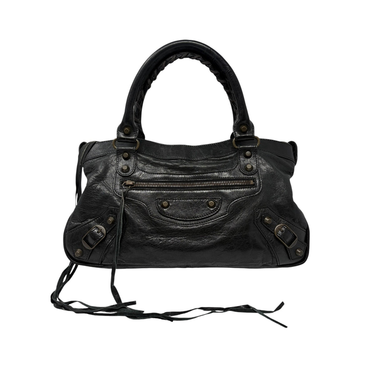 Balenciaga Vintage Classic City Logo 2way Shoulder Leather Bag Black 902461