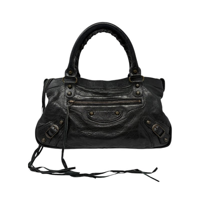Balenciaga Vintage Classic City Logo 2way Shoulder Leather Bag Black 902461