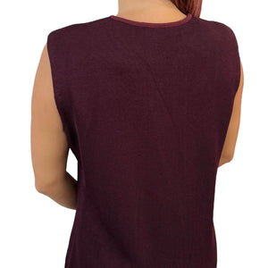 CELINE Vintage Logo Tank Top #38 Wine Red Sleeveless Top Nylon Pocket RankAB