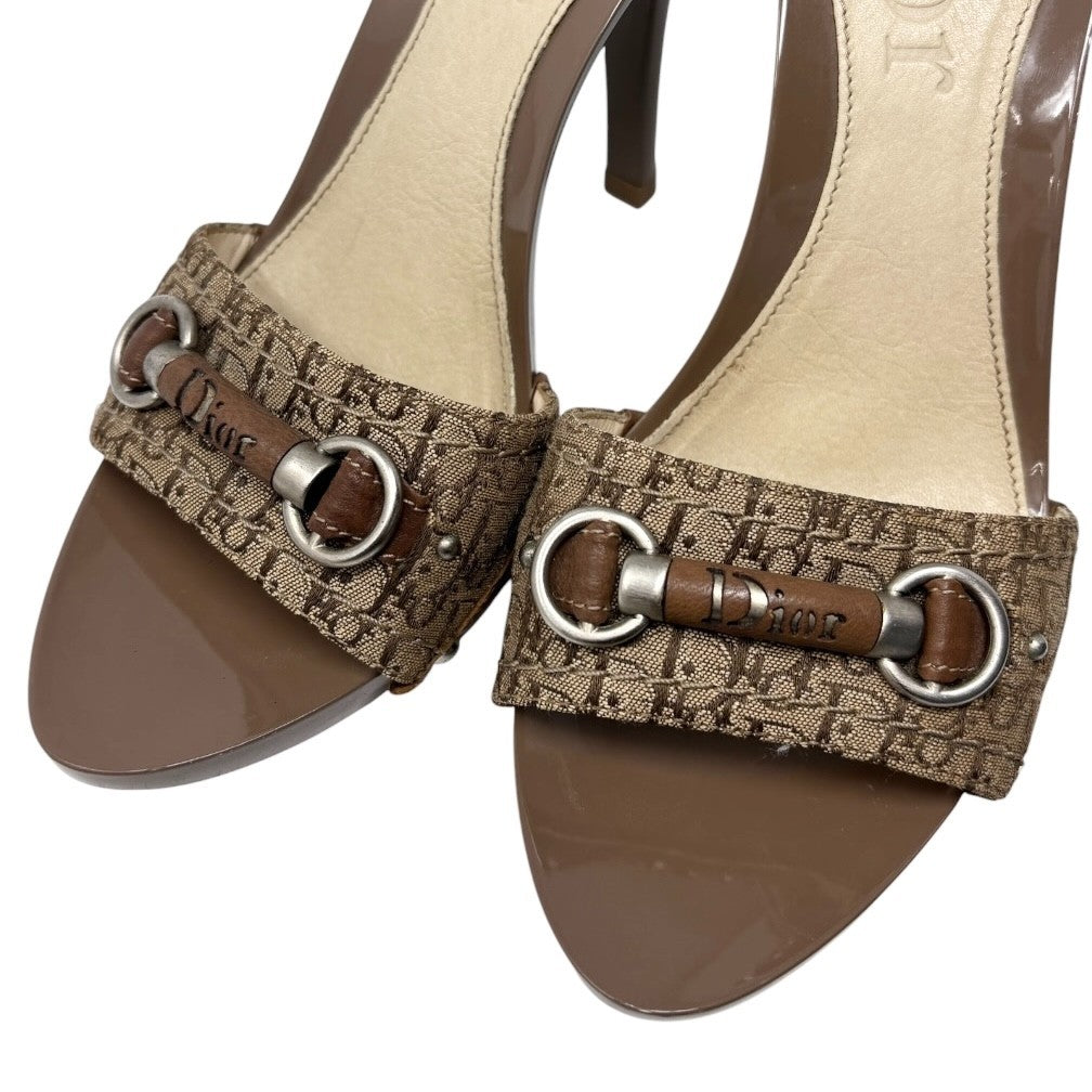 Christian Dior Vintage Trotter Monogram Sandals Heels #36.5-37.5 Brown 902355