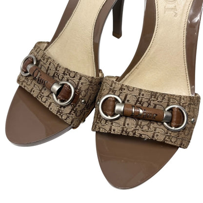 Christian Dior Vintage Trotter Monogram Sandals Heels #36.5-37.5 Brown 902355