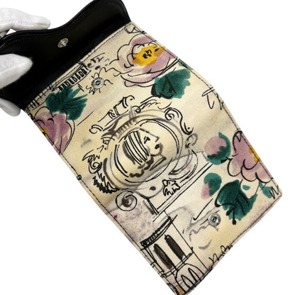 Christian Dior Vintage Paris Motif Art Sketch Saddle Wallet Multicolor 902356