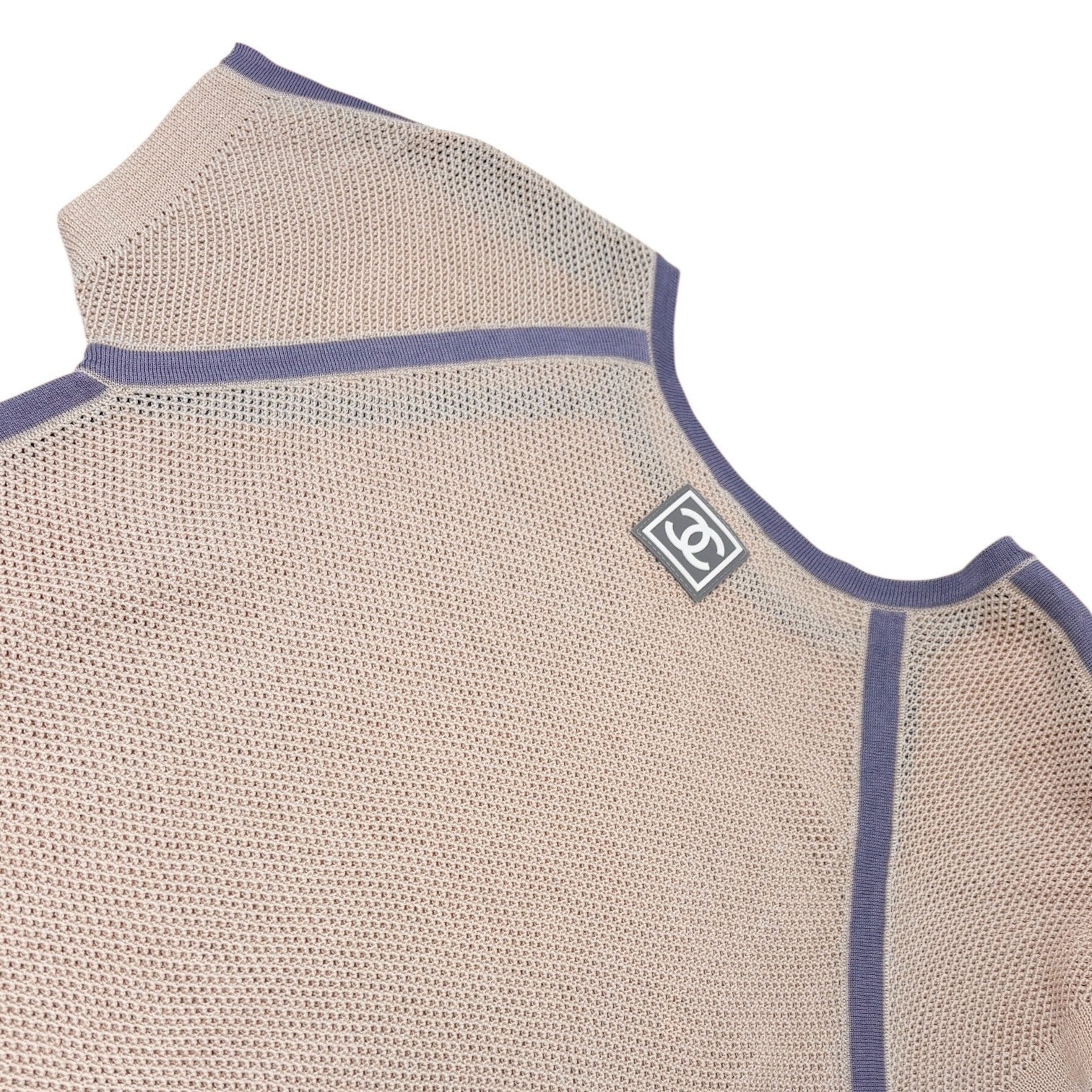 CHANEL Vintage 03P CC Mark Logo See-through Mesh T-shirt Top #46 Pink Cotton