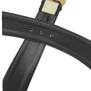 CELINE Vintage Macadam Logo Belt Fashion Accessory Brown Gold Cotton