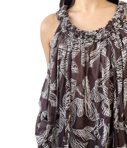 CHANEL Vintage 08P CC Mark Dress #42 One-piece See-through Brown Rank AB+
