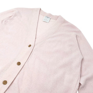 CHANEL Vintage 01A CC Mark Logo Knit Cardigan #42 Pink Brown Cashmere Stitch