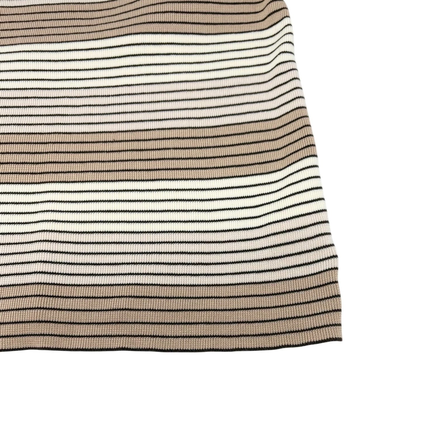 CHANEL Vintage 98P CC Mark Logo Stripe Knit T-shirt Top #44 Beige Brown Pullover