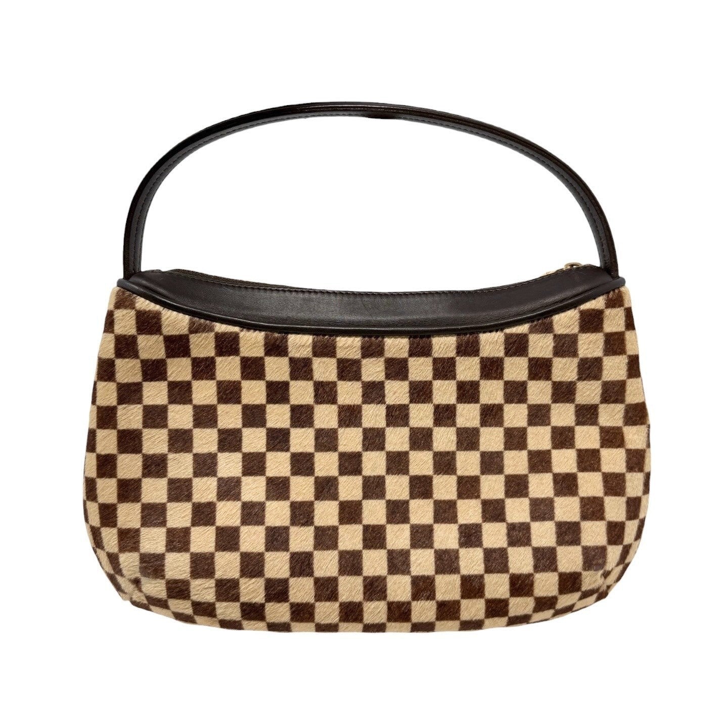 LOUIS VUITTON Vintage Damier Sauvage Tigre Pony Calf Hair Mini Bag Brown Beige