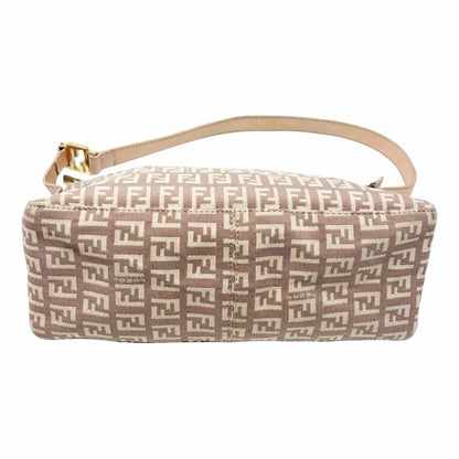 FENDI Vintage Logo Zucchino Monogram Shoulder Bag Pochette Beige Pink 902037