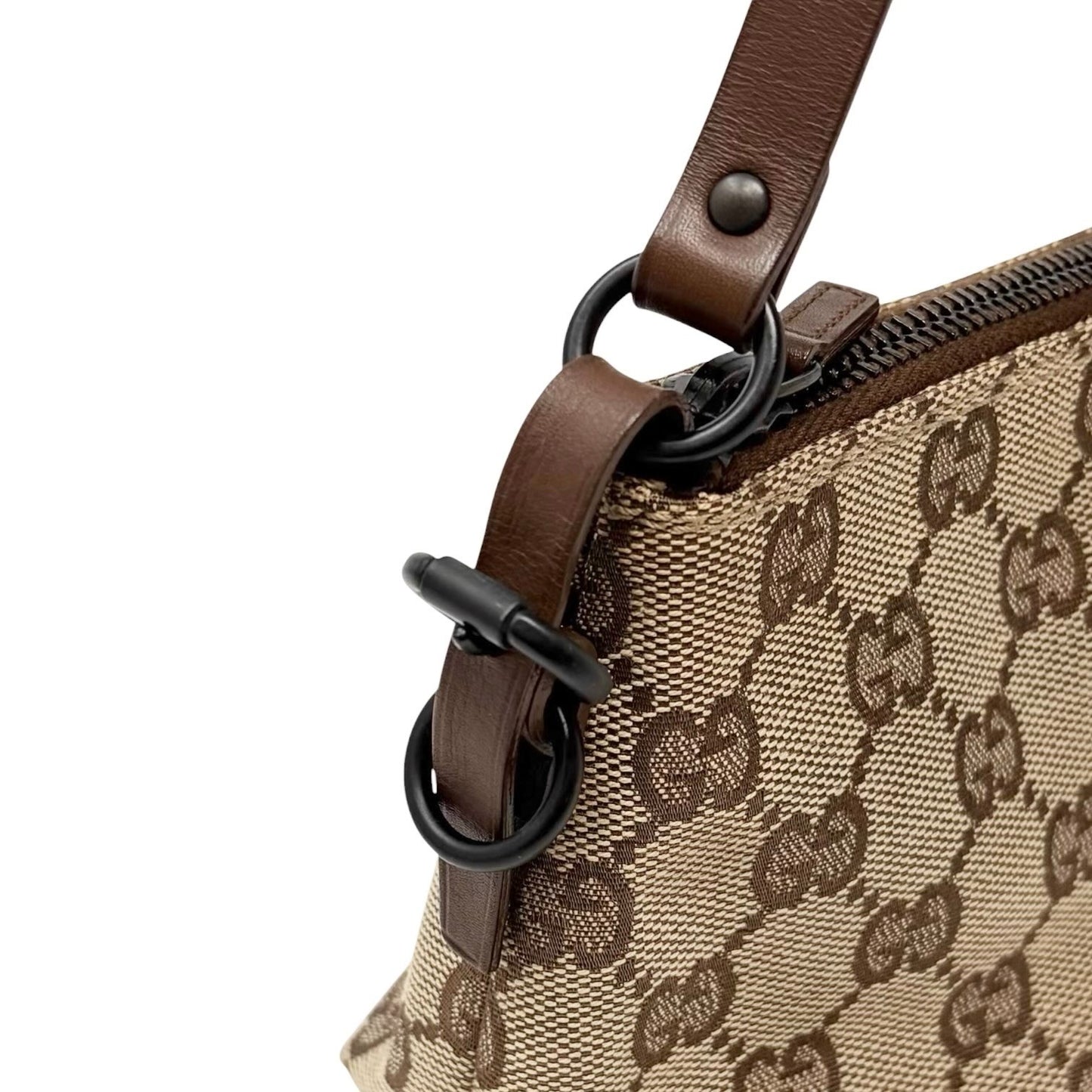 GUCCI Vintage GG Monogram Shoulder Bag Pochette Beige Brown Leather 902034