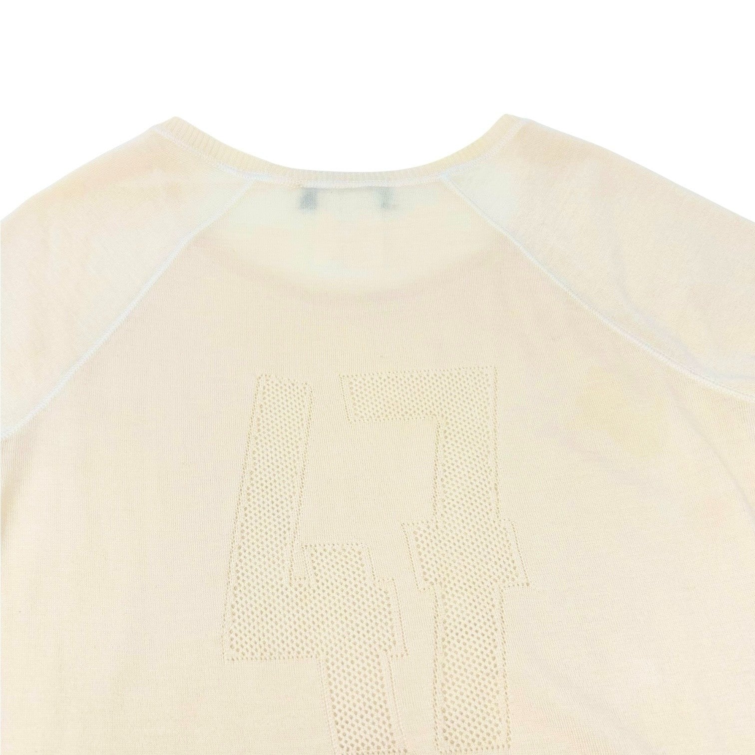 Christian Dior Vintage 2005 Knit T-shirt Top #38 Yellow Cream Wool 47 Mesh Logo