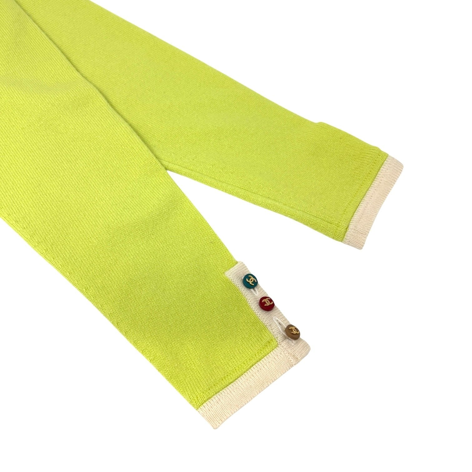 CHANEL Vintage 96C CC Multicolor Button Sweater Cardigan Top Green #44 Cashmere