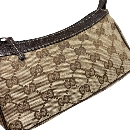 GUCCI Vintage GG Monogram Logo Pochette Mini Bag Charm Brown Canvas 902817