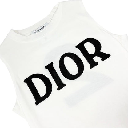 Christian Dior Vintage Big Logo Tank Top No.2 White Black #M Cotton 902305